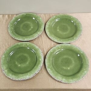 Pier 1 Carmelo Green Crackle Melamine Dinner Plate 11" Set of 4